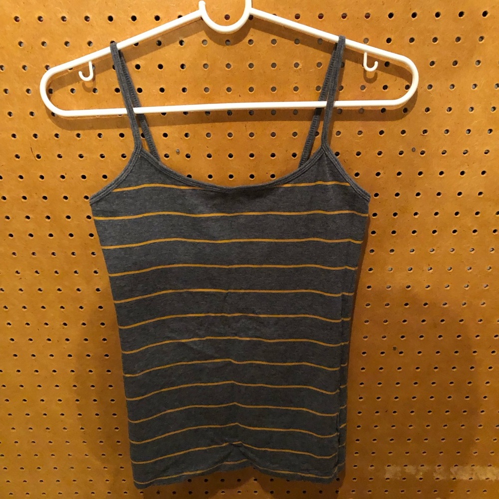 Forever 21 Striped Gray and Yellow Camisole Tank Top